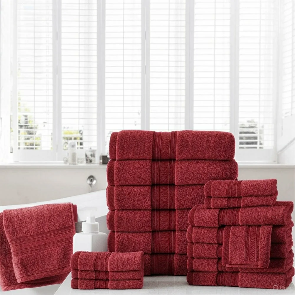 Concierge Collection 18-piece 100% Ring-spun Cotton Towel Set Wine
